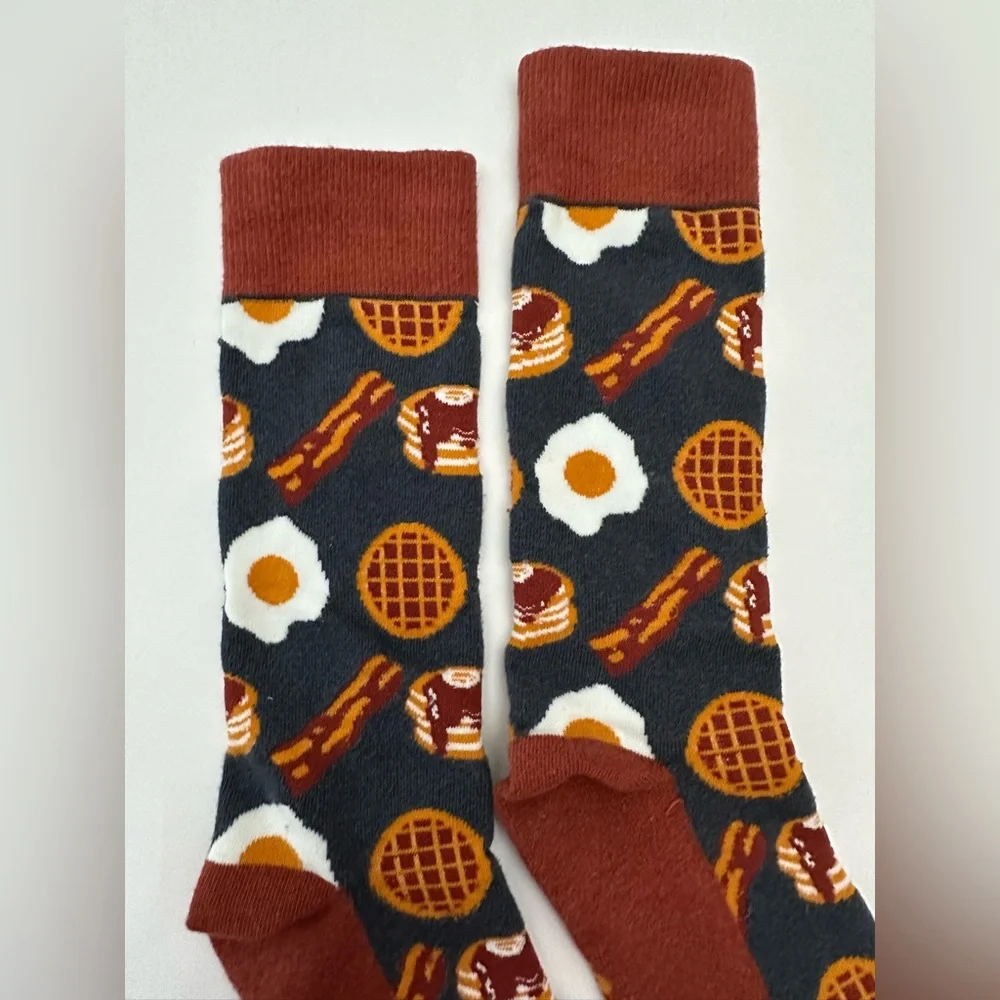 NWOT Crazy Dog T-Shirts Co. Funny Bacon & Eggs Breakfast Food Socks Men’s