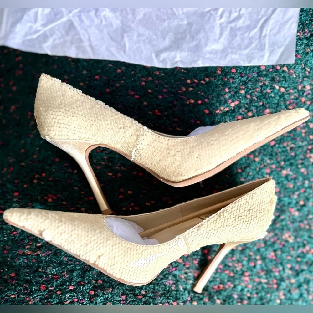 Jeffrey Campbell Risk Sequin Heels — NWT, Rare Neutral Colorway, Size 8