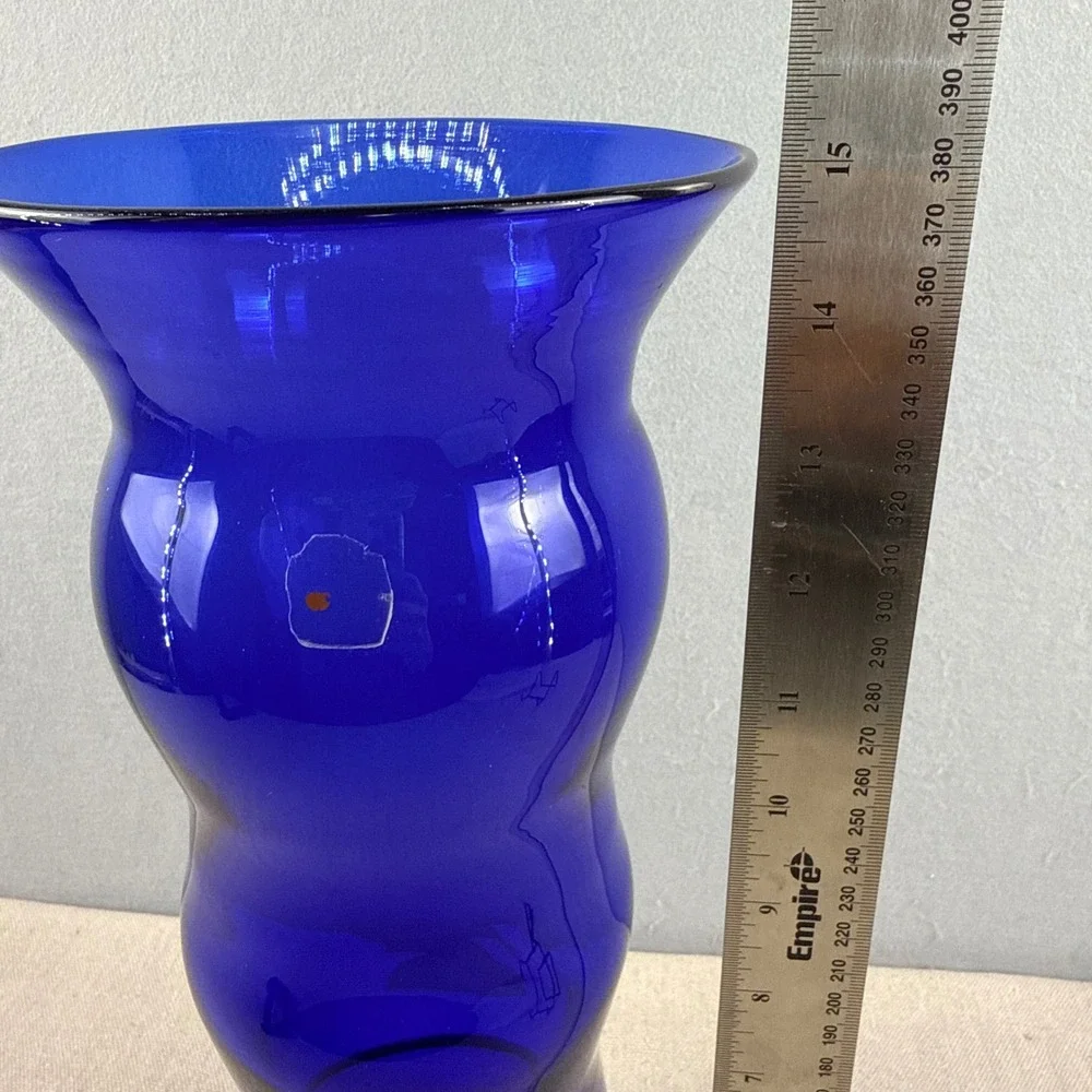 Blenko 9729‎ Cobalt Blue Ribbed Vase Matt Carter Label 15
