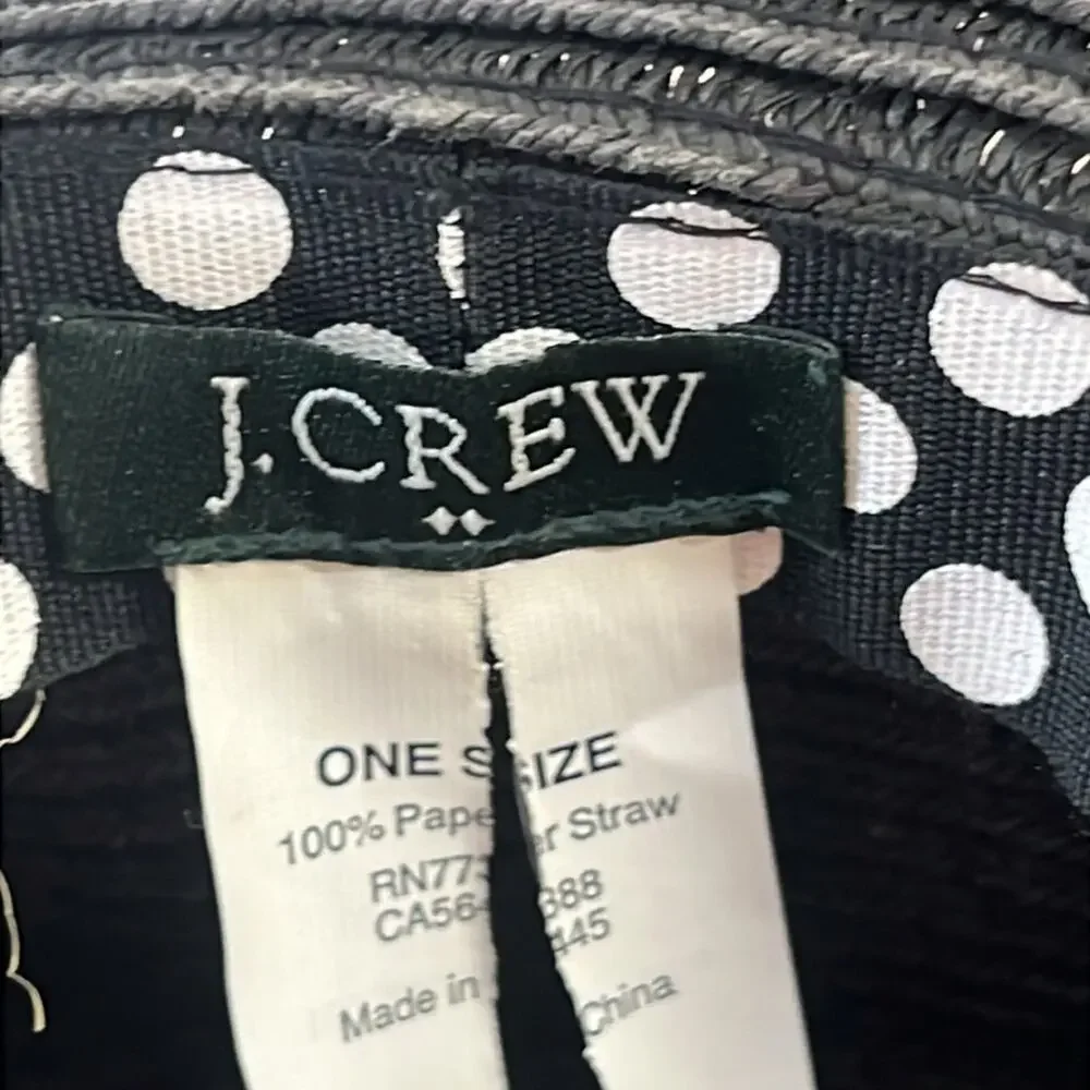 J. CREW Black FAUX STRAW SUN HAT SZ ONE SIZE