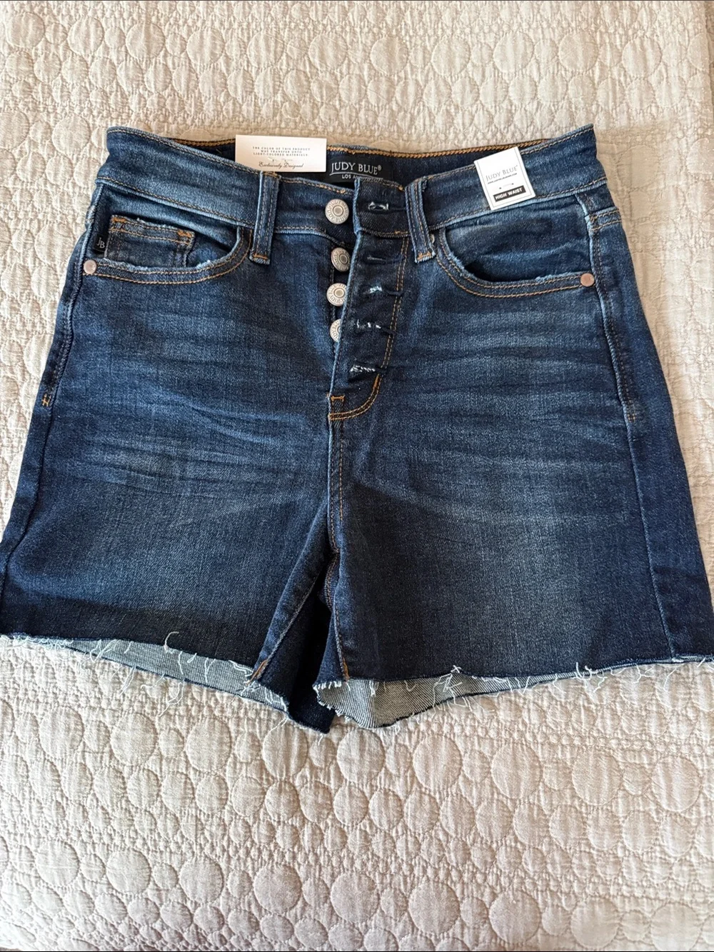 Judy Blue Dark Blue High-Rise Button Fly Denim Shorts
