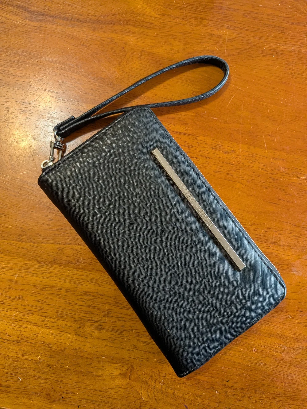 Black Saffiano Zip Wristlet Wallet - Unbranded