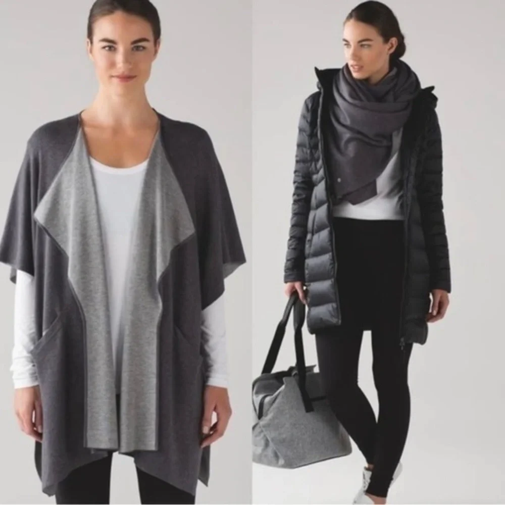Lululemon After Asana Wrap Sweater OS Heathered Gray