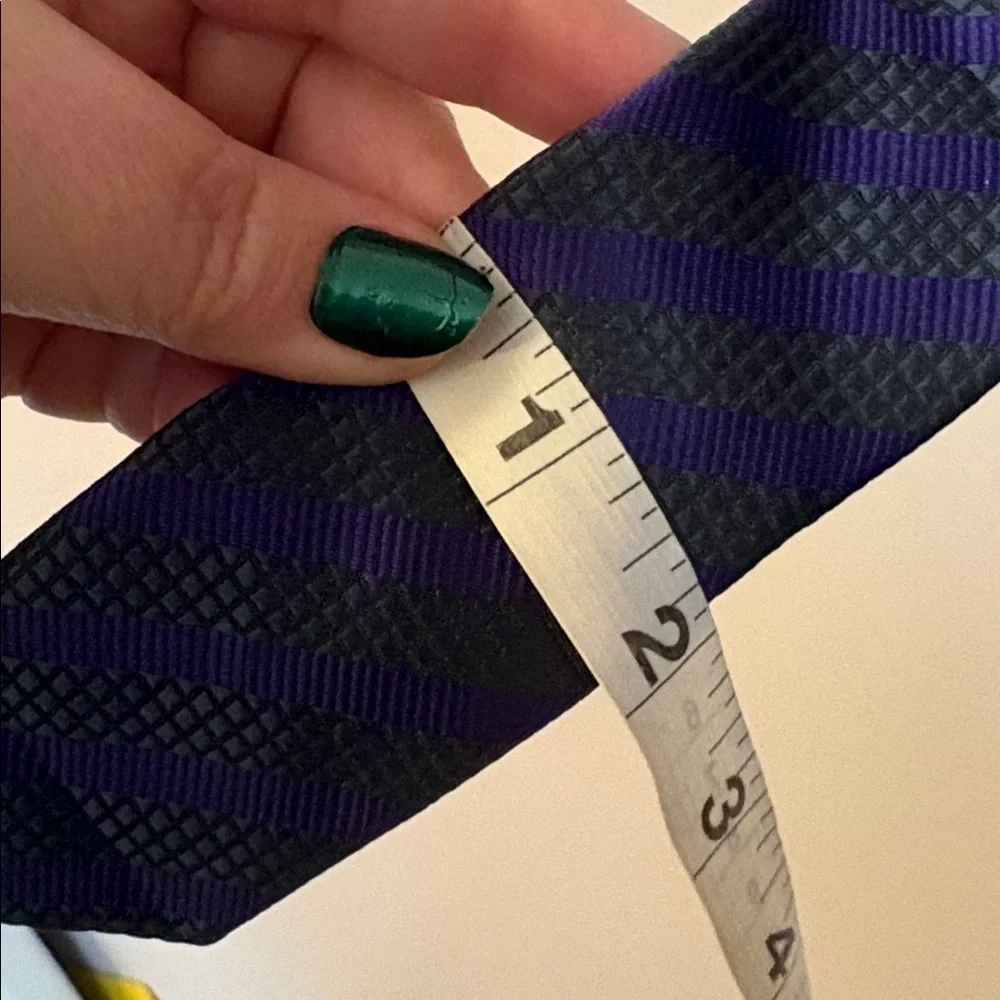 Valentino Gray Silver Purple Striped Thin Textured Necktie Tie