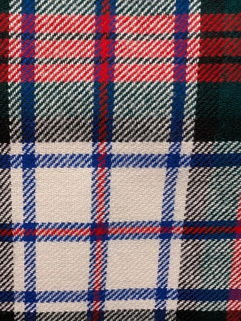 Vintage Clan Laird Made in Scotland White, Green, Blue, & Red Tartan Plaid Kilt