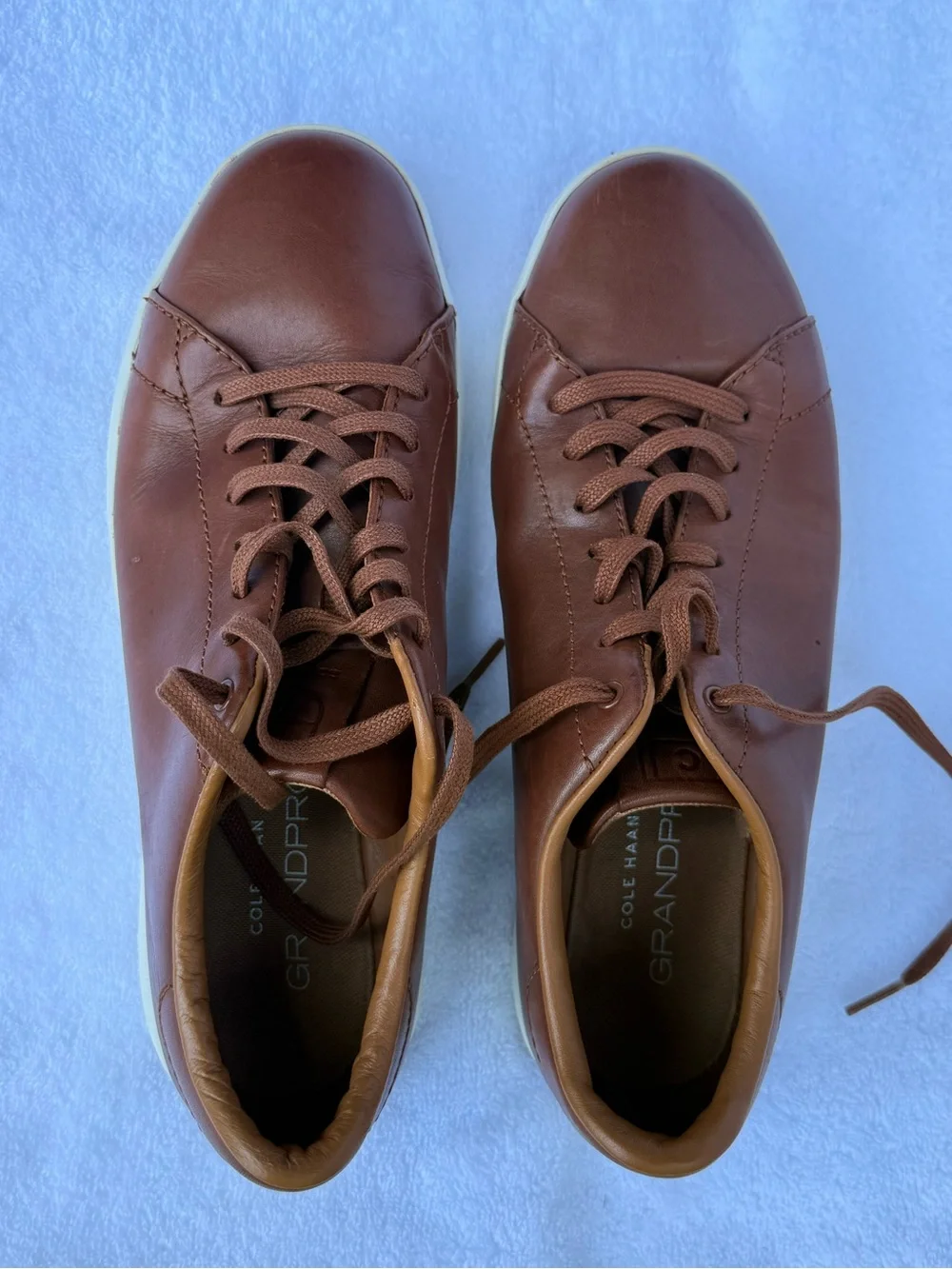 Cole Haan Brown Leather Lace-Up Sneakers with White Sole