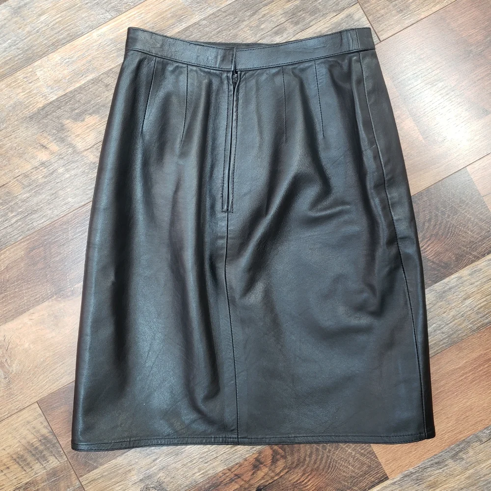 Vintage Union-made Black Leather Pencil Skirt, Size 4