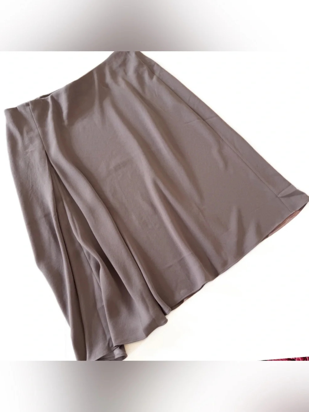 Spanx Skirt Womens XL Taupe Smoke Asymmetric Crepe Midi New