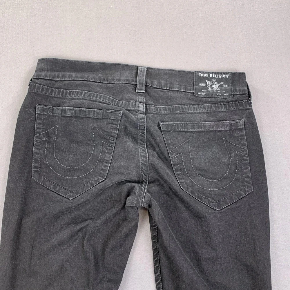 True Religion Geno‎ Jeans Mens 38x34 Black Relaxed Slim Straight Rinse Denim