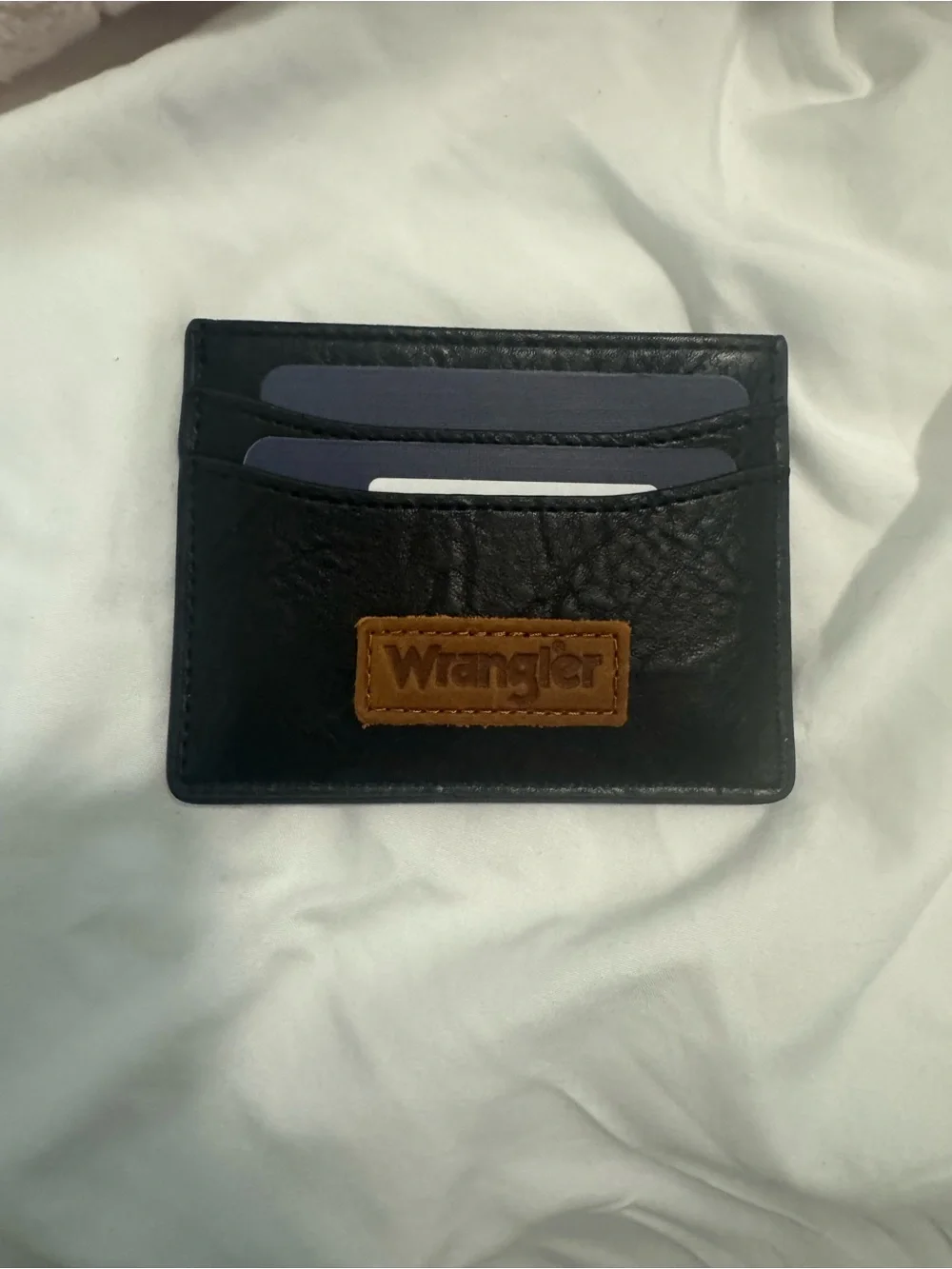 Wrangler Black Card & Key Holder with Brown Logo Patch