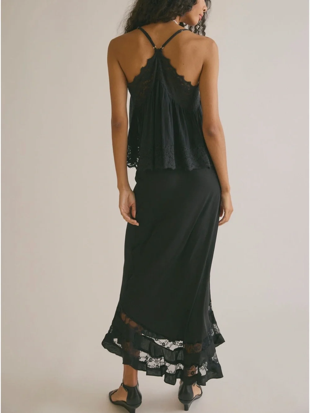 FP Long Lost Lover MIDI slip skirt in Black