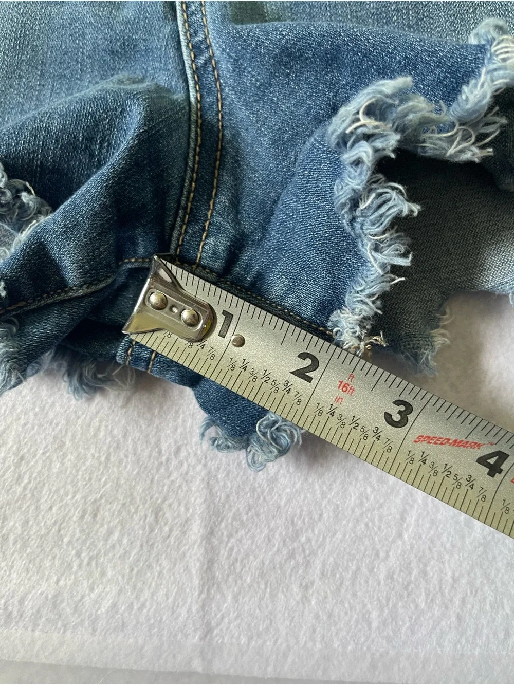 Rewash Raw Hem Distressed Denim Shorts - Blue