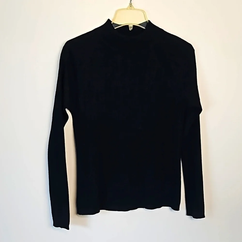 Karen Scott Black Wool Knit Sweater Small