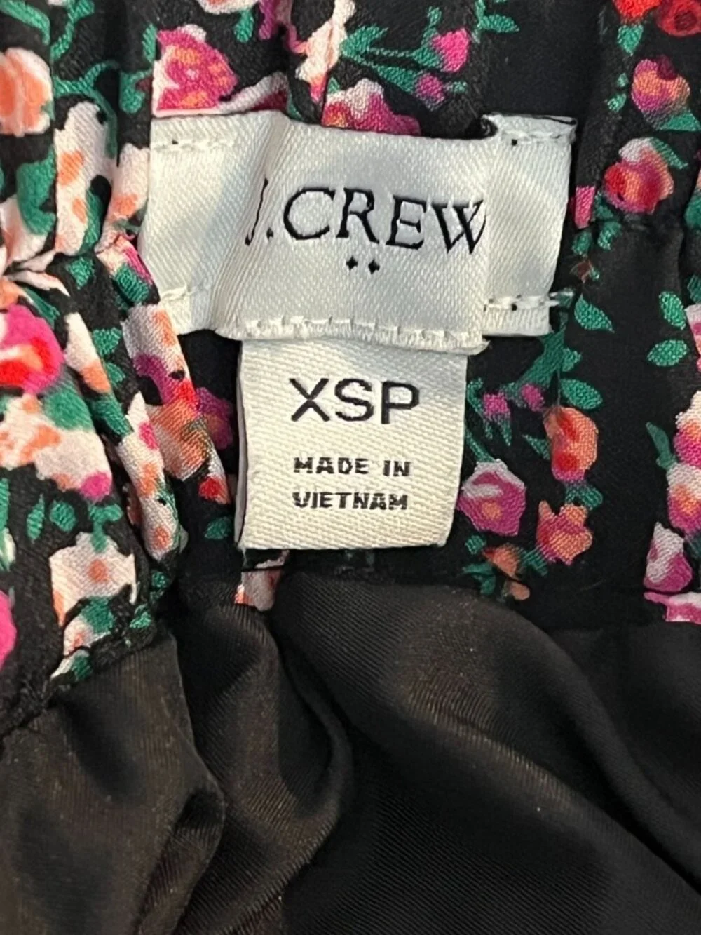 J Crew Floral Midi Skirt Womens XSP Black Pink Pull On Petite Casual
