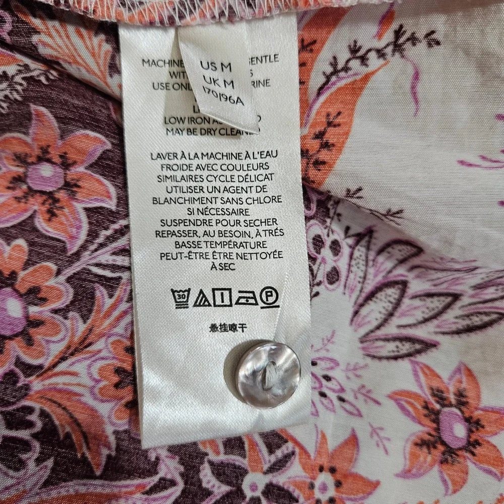 Free People Janelle Dress Floral Paisley Flutter Sleeve Tunic Mini Pink Orange M