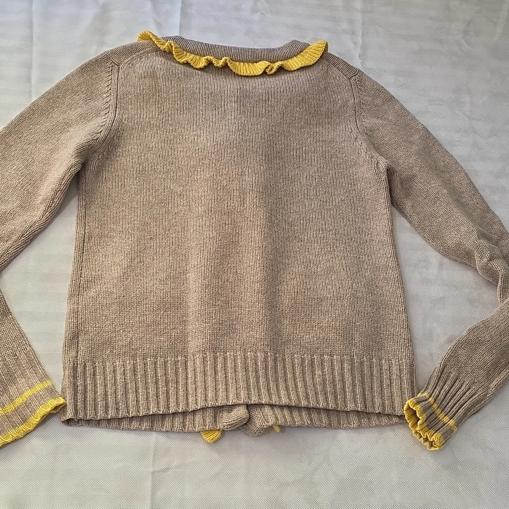 Marc Jacobs Beige‎ and Yellow Ruffle Cardigan