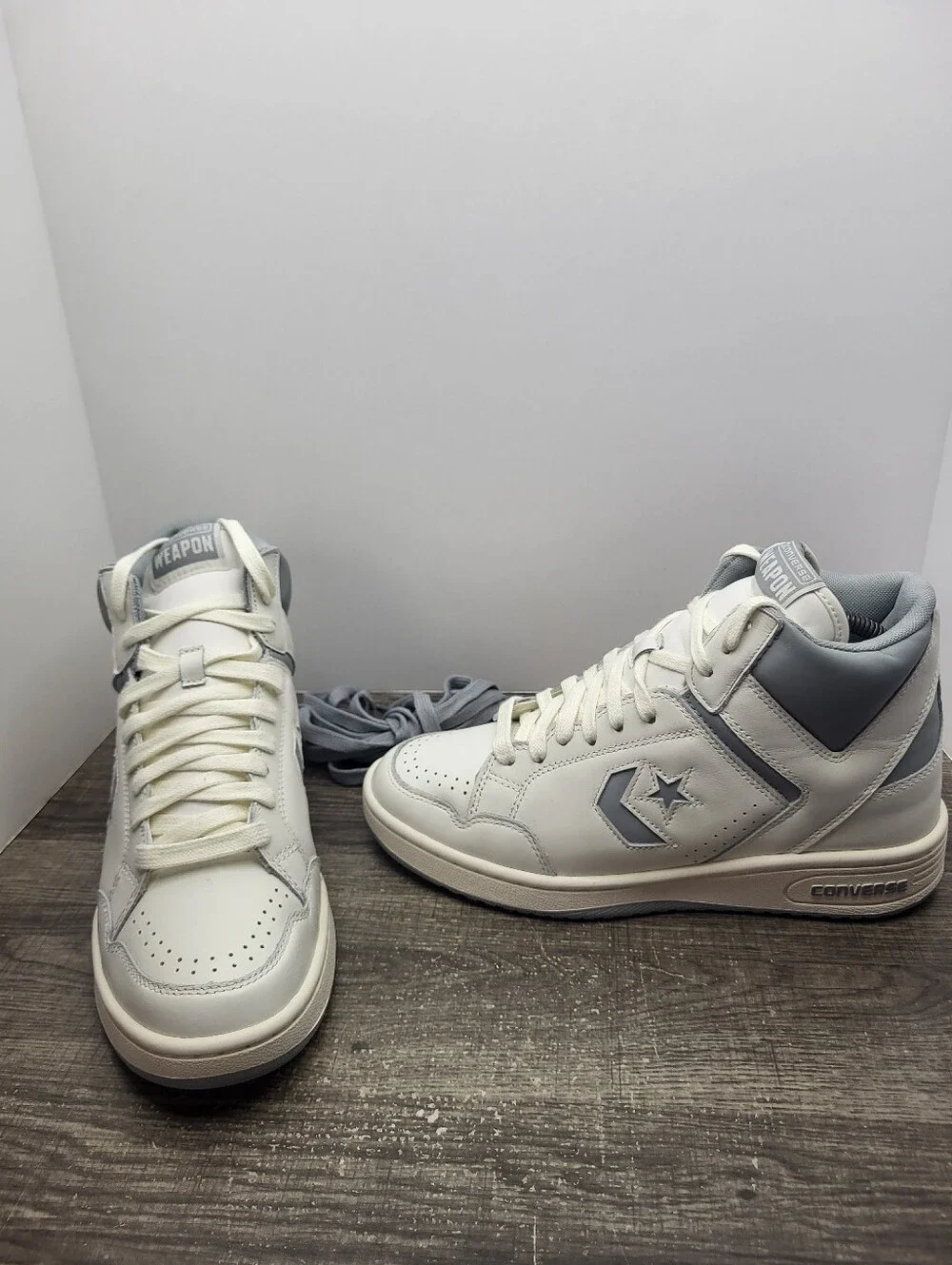 Converse Weapon White Ash Grey Old Money A04397C Larry Bird Mens Size 8.5 New