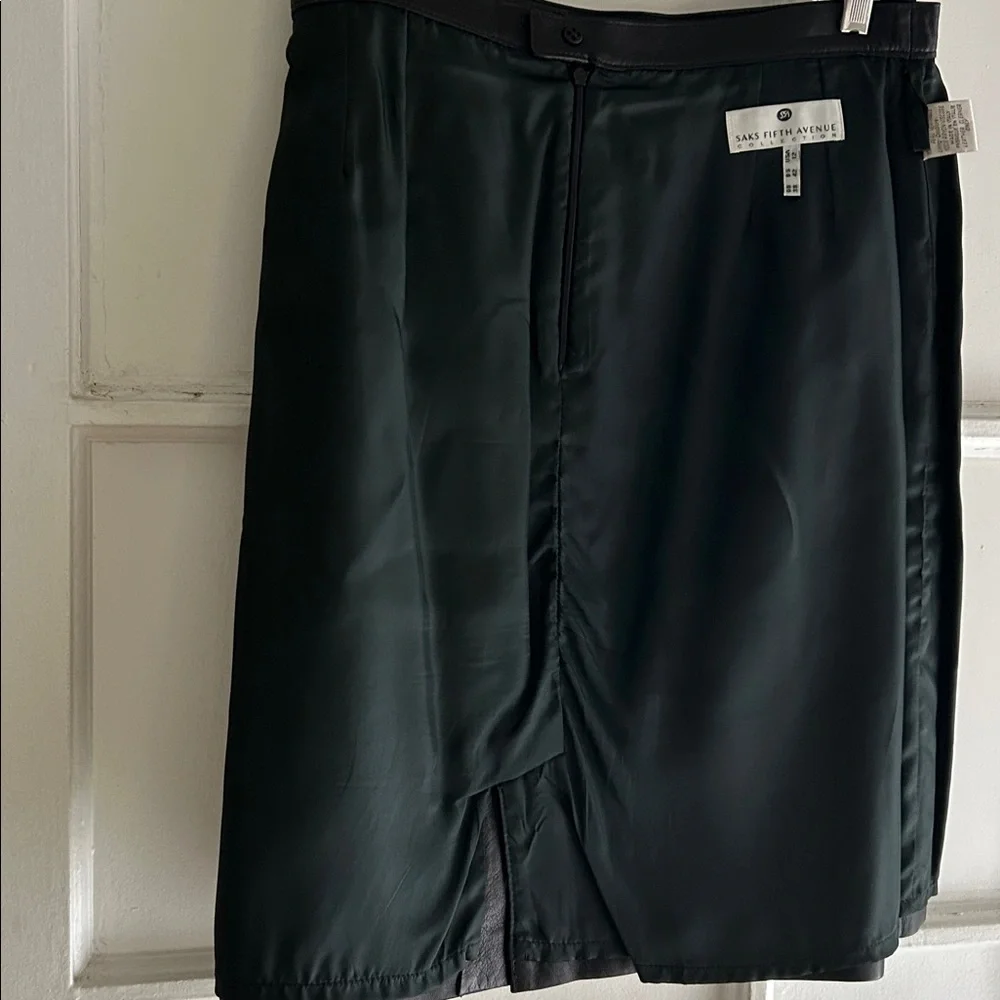 Saks Fifth Avenue Dark Leather Skirt, made in Italy, excellent condition