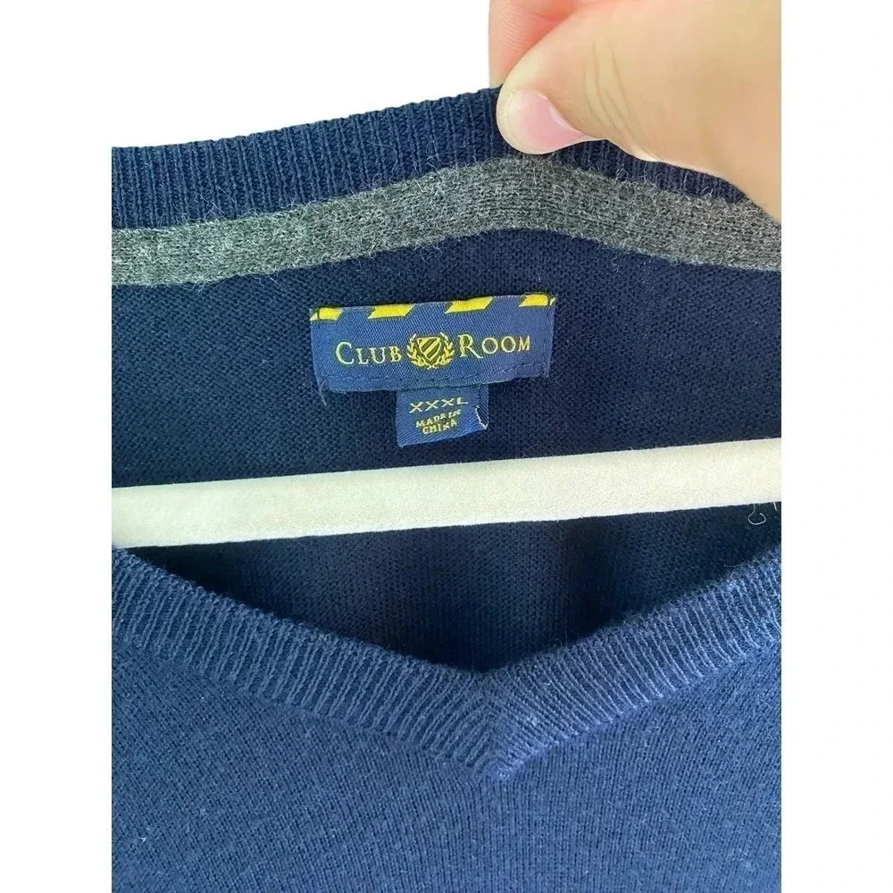 Club Room Men's Navy Blue merino wool Pullover Sweater Size XXL