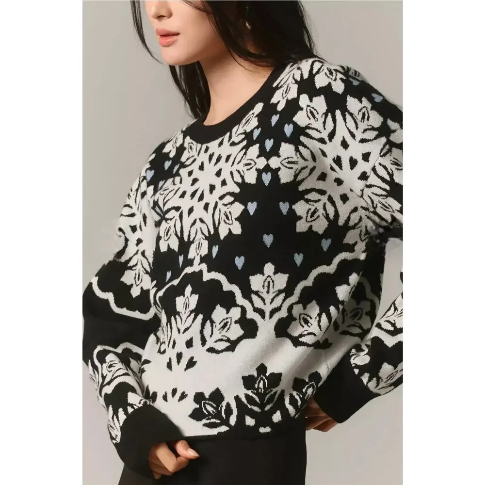 Maeve by Anthropologie Floral and Hearts Crewneck Sweater. Ret. $98