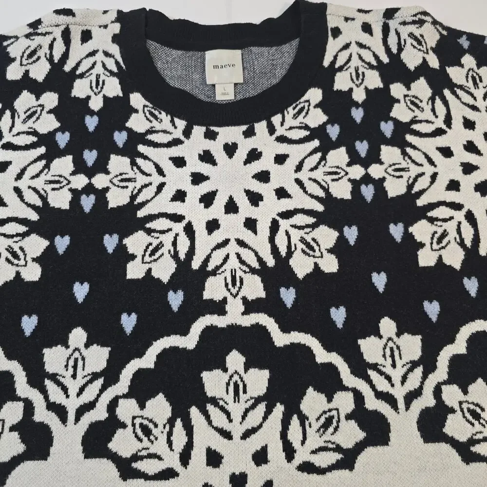 Maeve by Anthropologie Floral and Hearts Crewneck Sweater. Ret. $98