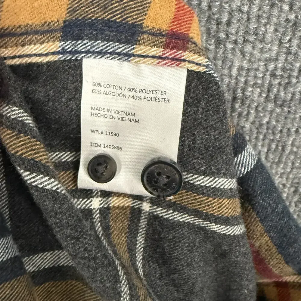 Weatherproof Vintage Plaid Flannel Button Up Shirt Mens XL Gray Long Sleeve