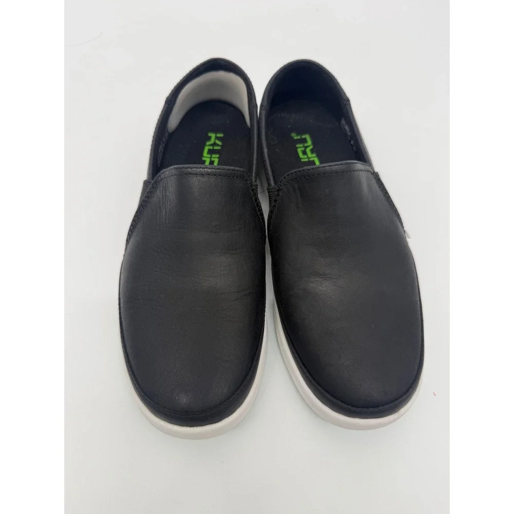 Kuru Roam Black Leather Slip On Sneakers Womens 7.5 Orthopedic Walking Shoes