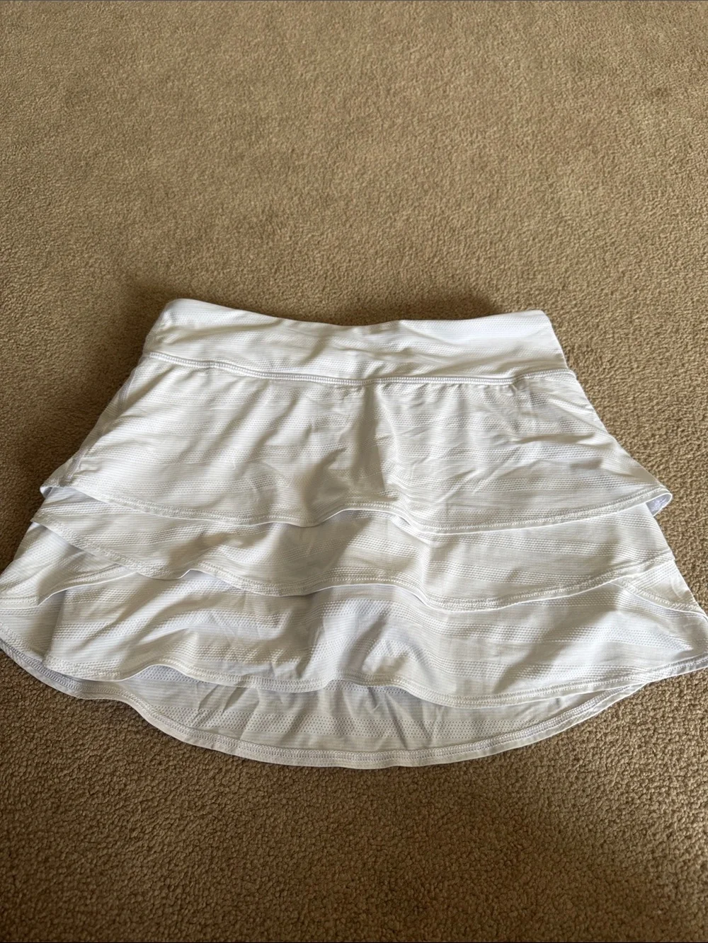 Athleta Girl White Tiered Tennis Sport Skirt with Built-In Shorts