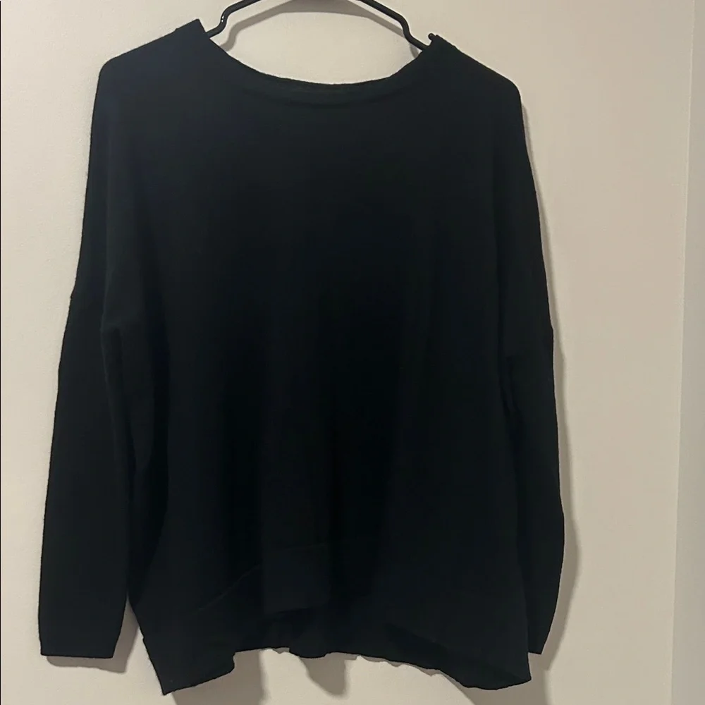 J Crew 100% Merino Wool Black Oversized Long Sleeve Sweater Size Small