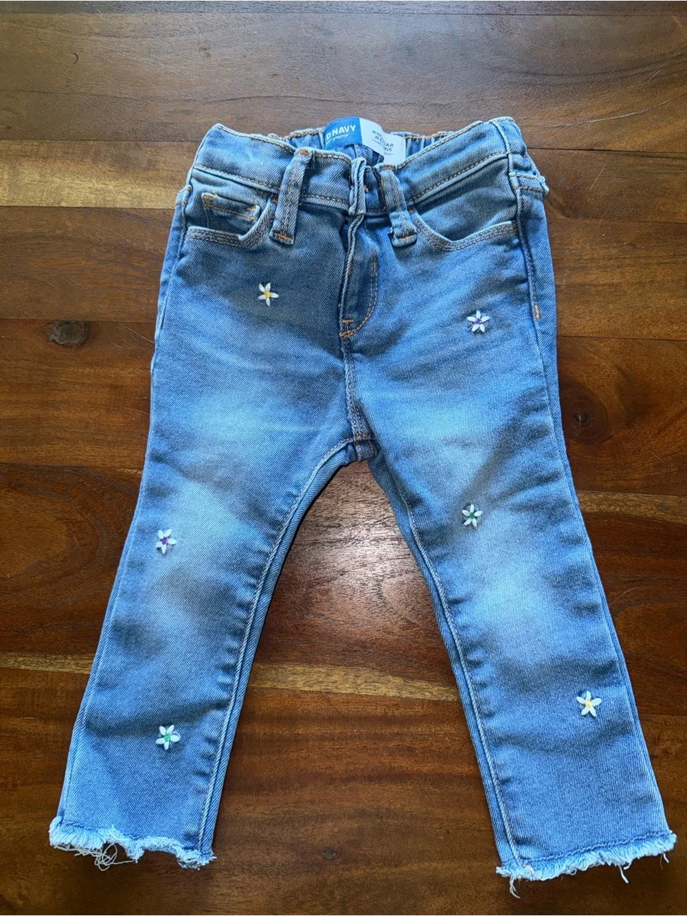 Old Navy Light Blue Denim Jeans with Embroidered Flowers