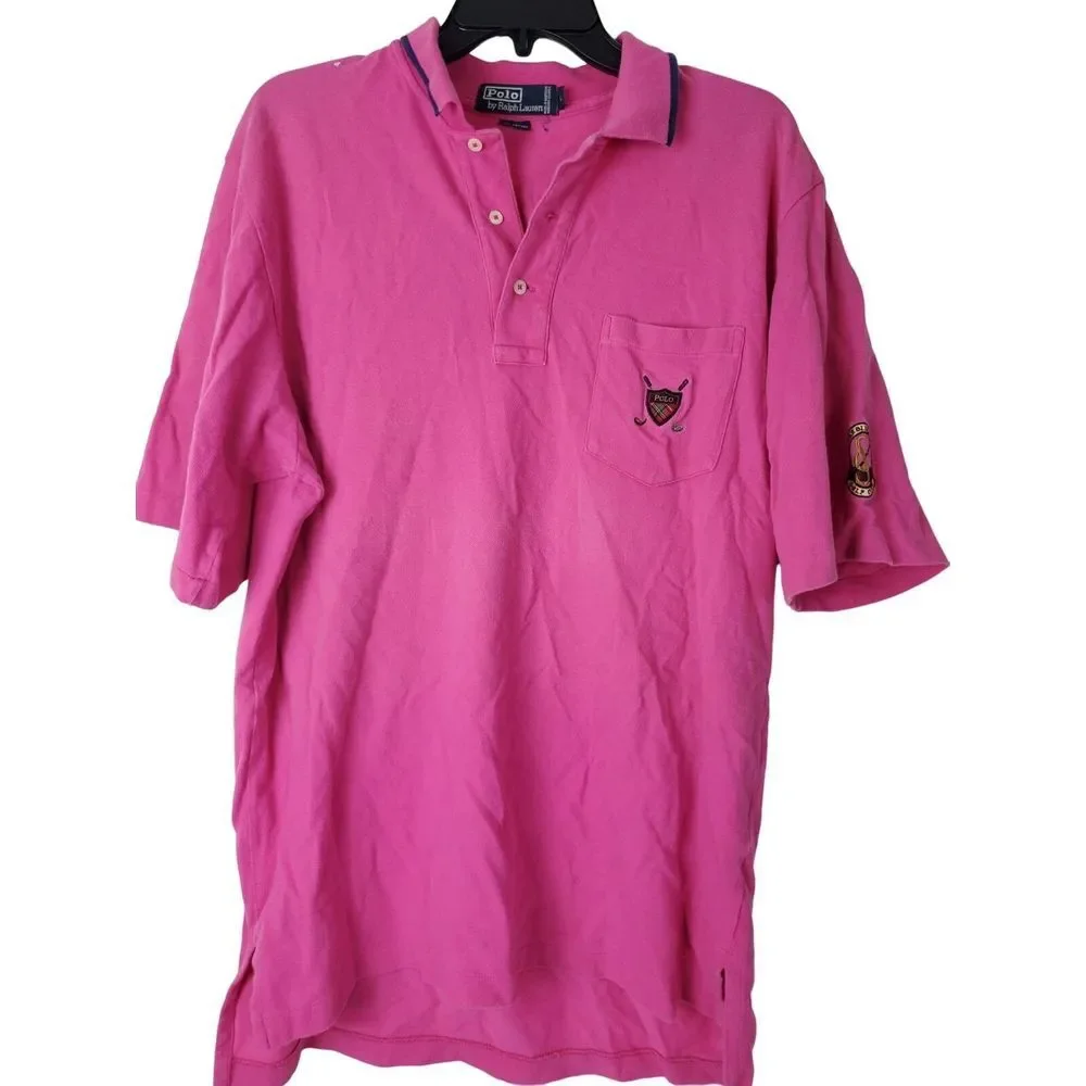 Polo by Ralph Lauren Men's Pink Cotton Polo Shirt Size‎ L