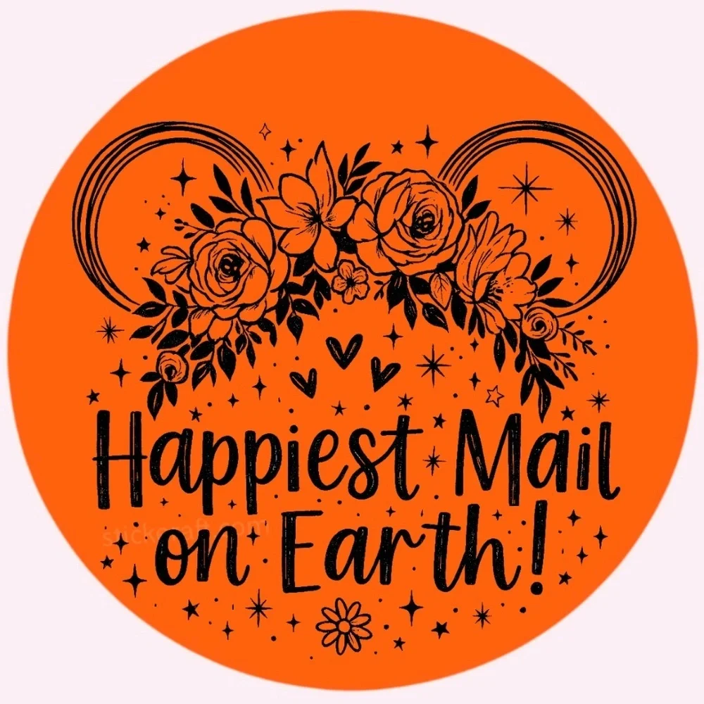 Happiest Mail on Earth Sticker 2” | Cute  DISNEY Label | Small Biz Packaging