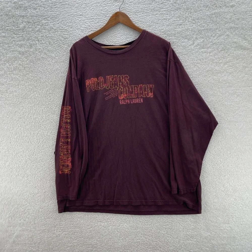 Y2K Polo Jeans Co Ralph Lauren Shirt Mens 2XL Red Vintage Logo Preppy 90s 2000s