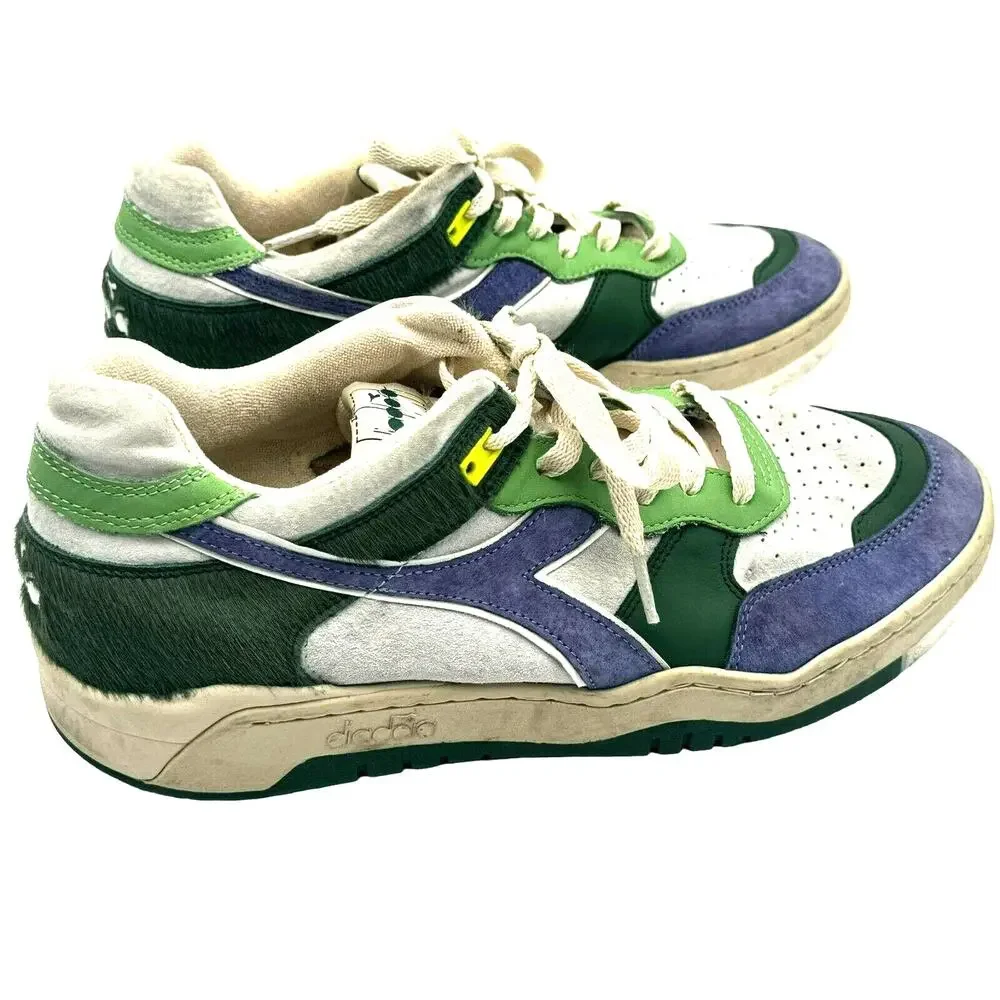 DIADORA | Men's 12 Heritage Wimbledon Made‎ in Italy Purple Green White Sneakers
