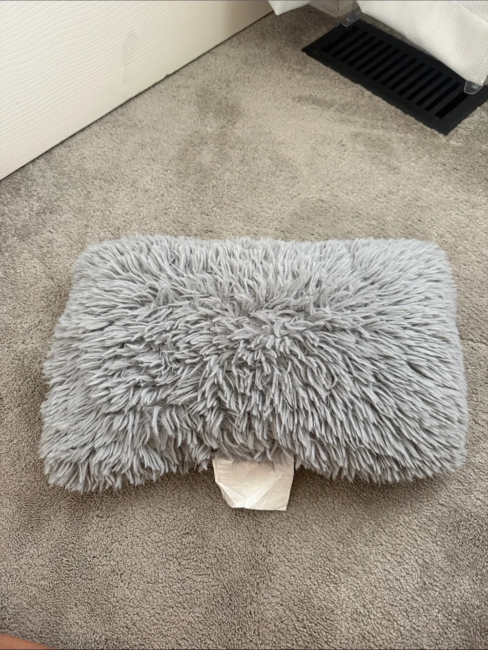 Grey fluffy pillow