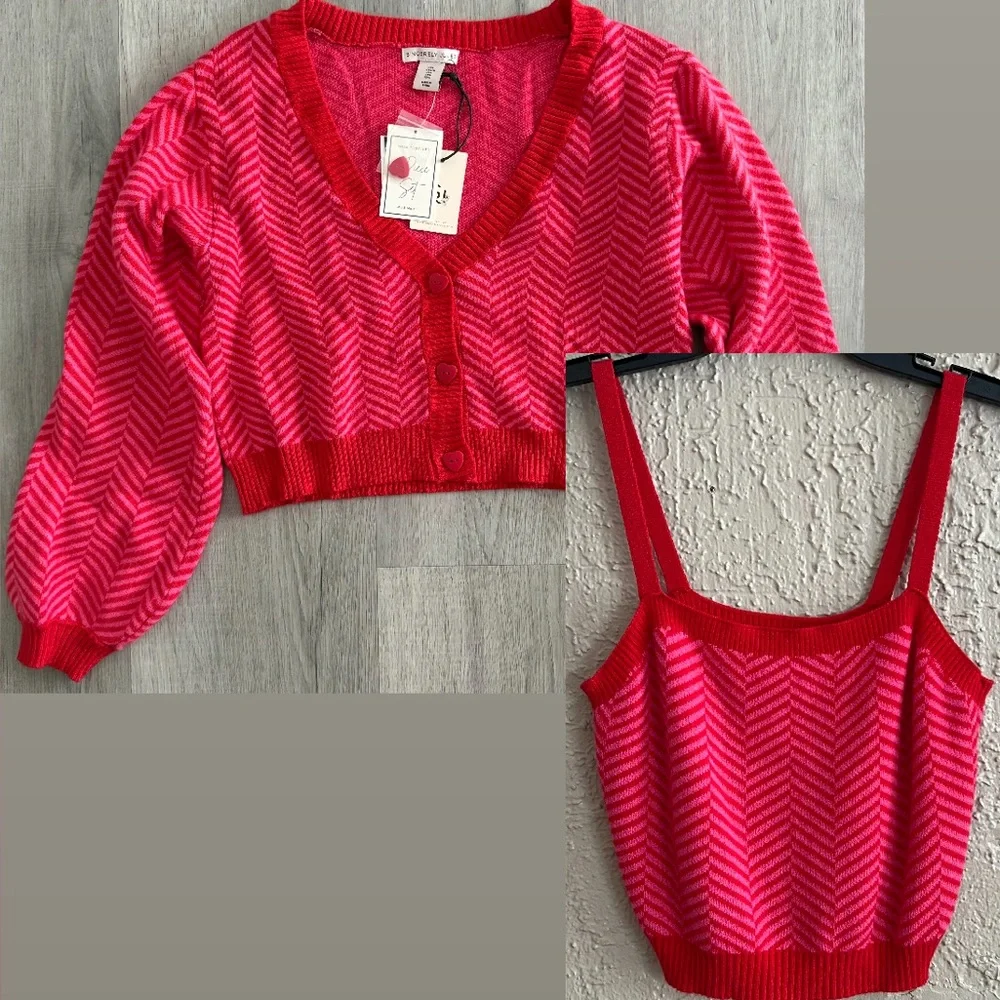 ❤️ Chevron Knit Cardigan and Tank Set
