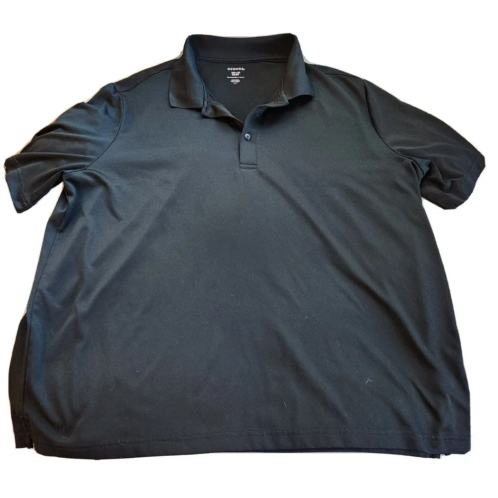GEORGE Polo Mens Short Sleeve Top Shirt‎ Mens Black 2XL Golf Activewear Big