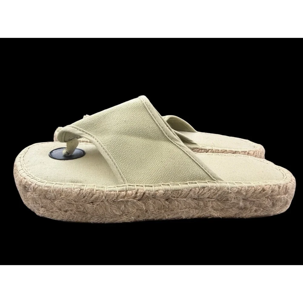 Womens‎ Espadrille Platform Sandals Size 6 Beige Canvas Jute Thong Slip On