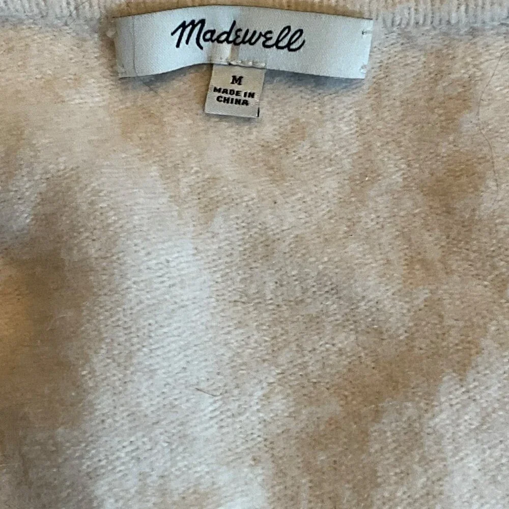 Madewell Womens Open Front Cardigan 3/4 Sleeve Sweater Size M‎ Beige Two Pockets