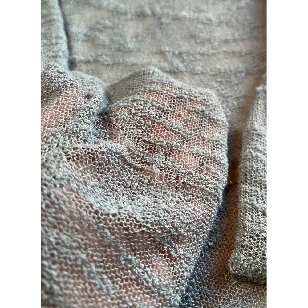 Women's Gray Crochet Knit Sweater Size L XL Grunge Boho Distressed Artsy Natural