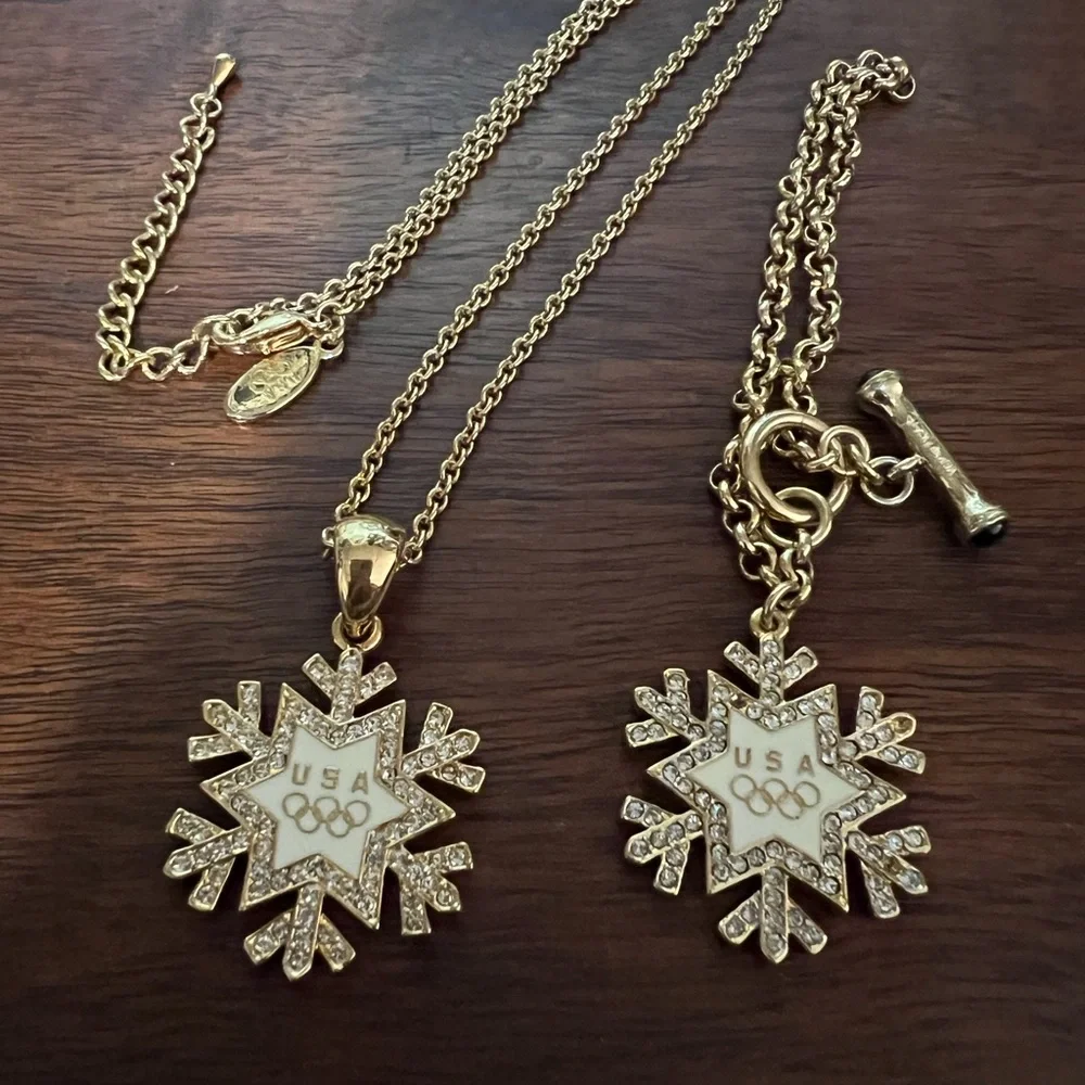 2002 SLC USA Winter Olympics Snowflake Necklace and matching Bracelet