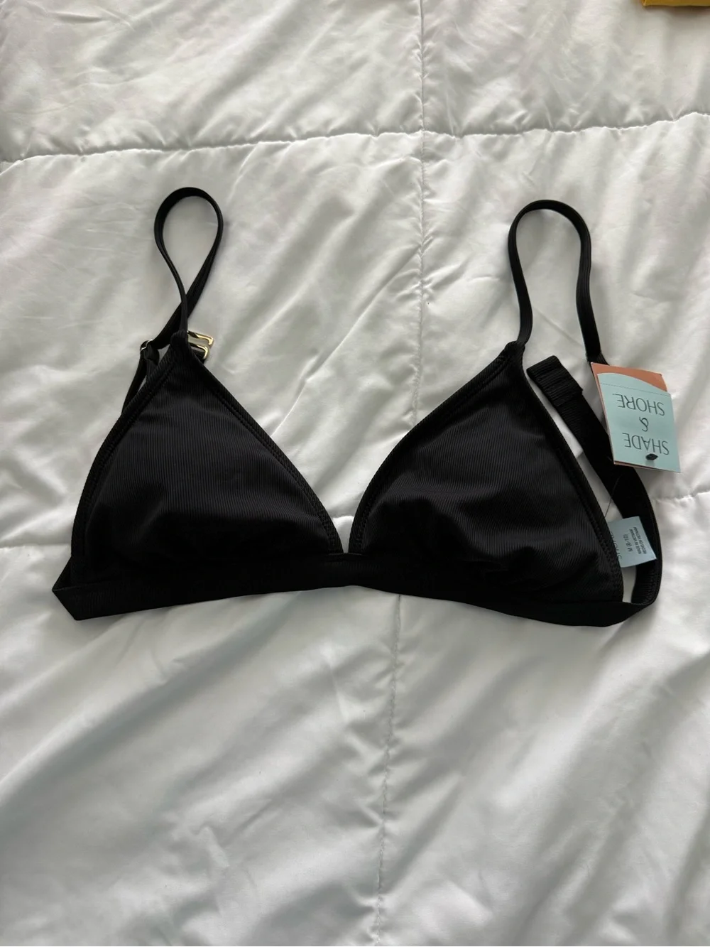 Shade & Shore Black Ribbed Triangle Bralette
