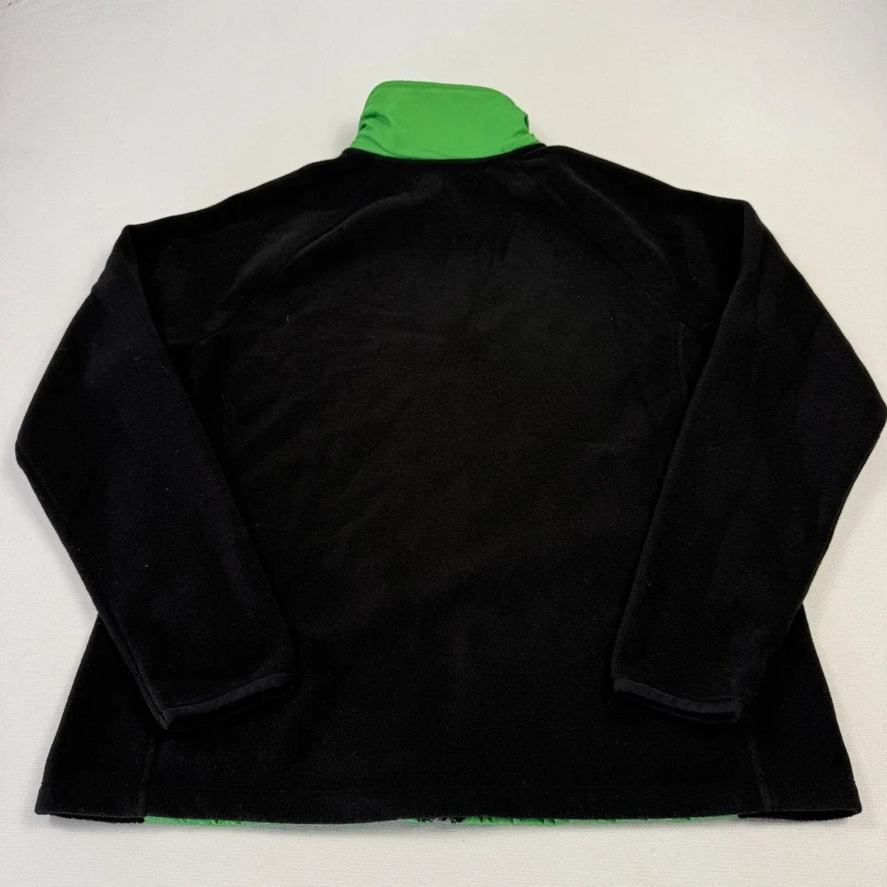 Lauren Ralph Laure Quilted Fleece Sweater Jacket Full Zip Green Black Women's XL