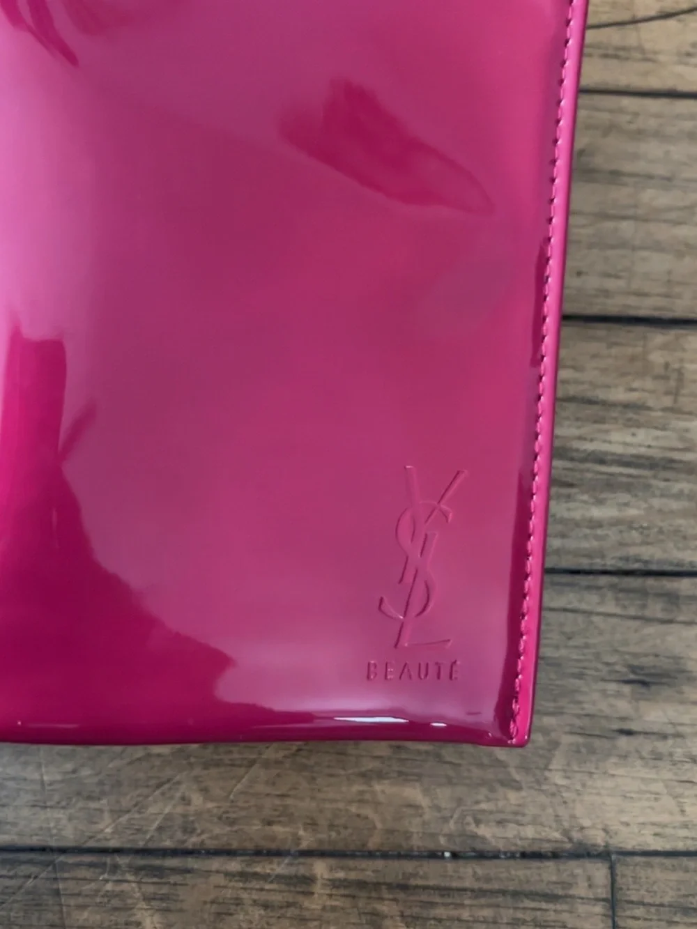 Yves Saint Laurent Glossy Fuchsia Patent Leather Zip Pouch