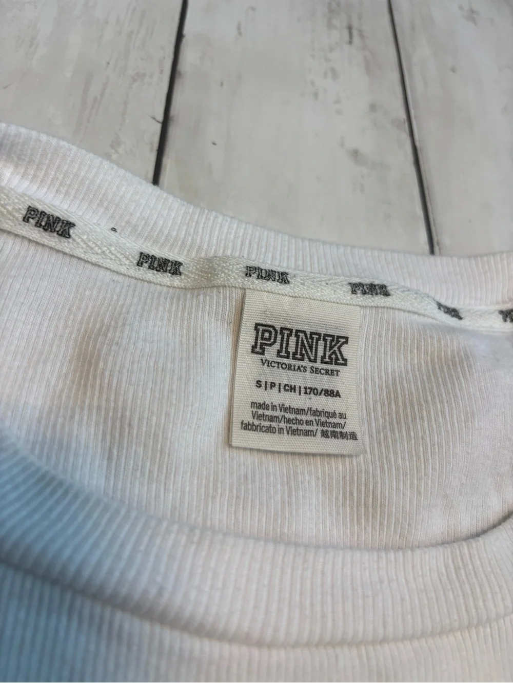 Victoria's Secret PINK White Ribbed Tee