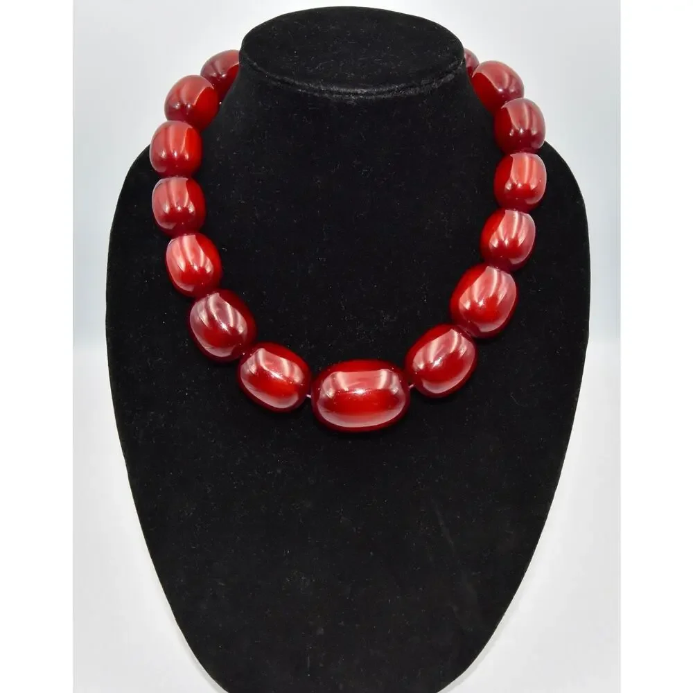 200g Bakelite Faturan Cherry Amber Rarity Sai Baba Beads Necklace