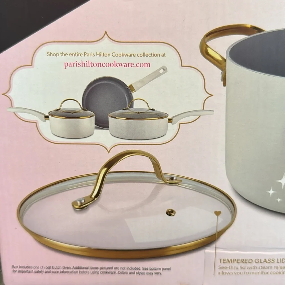 Paris Hilton White Dutch Oven with Glass Lid