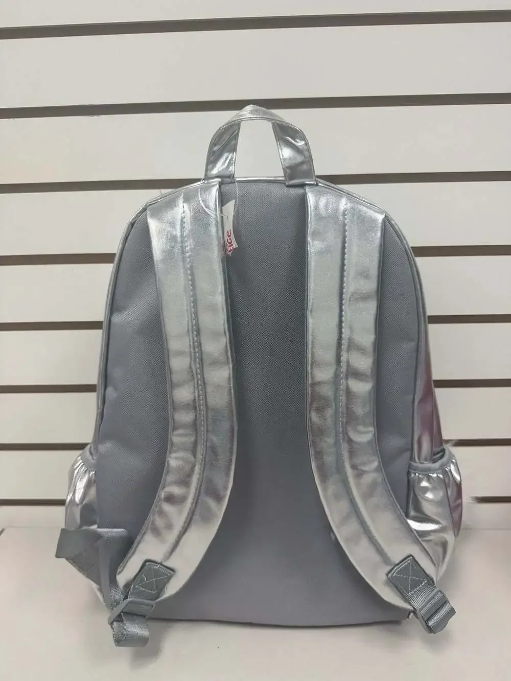 Justice metallic tote silver