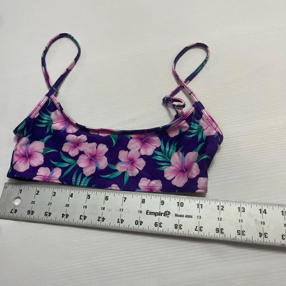 Frankie’s Bikini’s Jean Shine Floral Bikini Top Size Medium New