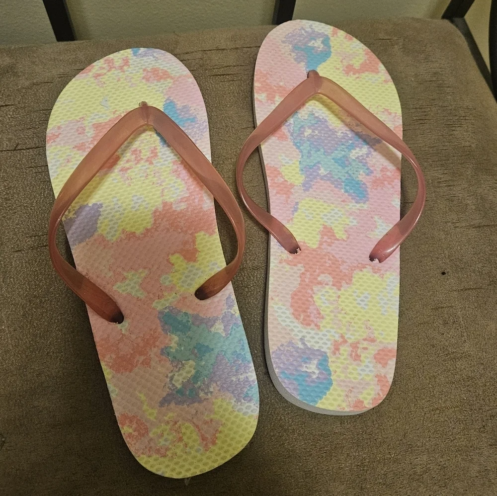 Colorful Tie-Dye Flip Flops